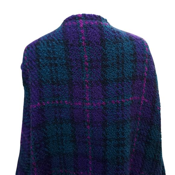 Boyne Valley Weavers Purple Green Wool Poncho Cape Irish Ireland One Size - Picture 10 of 13